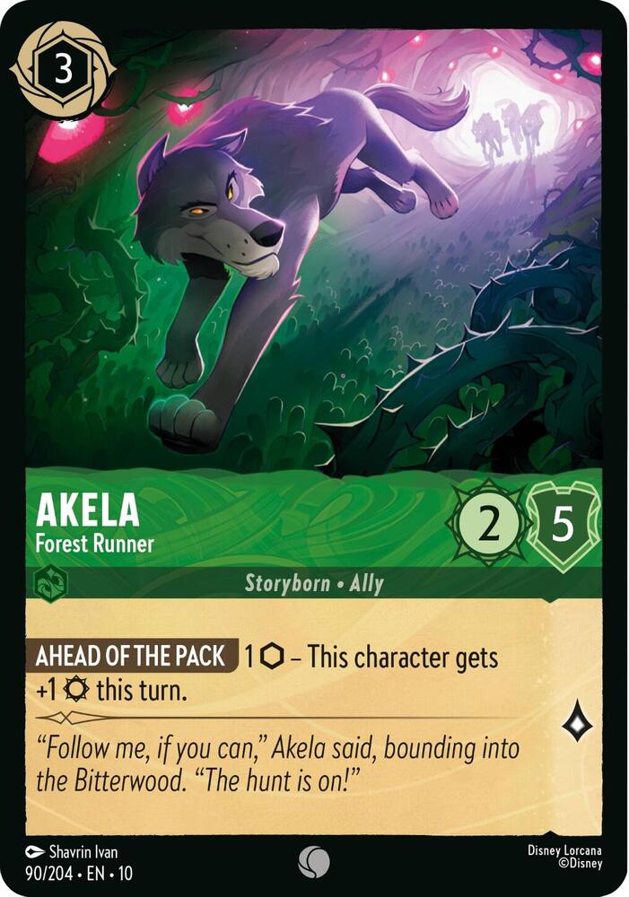 Lorcana TCG Whispers in the Well Akela - Forest Runner 90/204 Common Near Mint Cold Foil