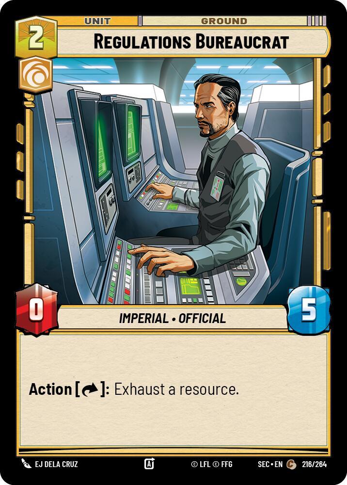 Star Wars Unlimited Secrets of Power Regulations Bureaucrat 216/264 Common Near Mint