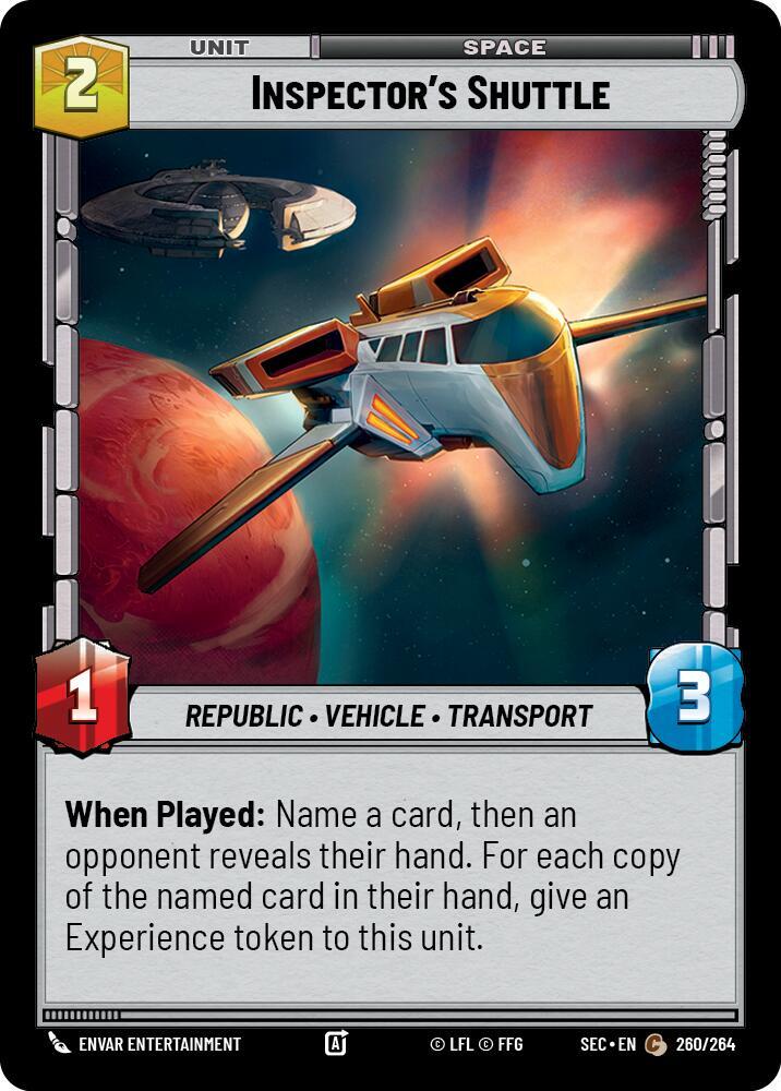 Star Wars Unlimited Secrets of Power Inspector's Shuttle 260/264 Common Near Mint