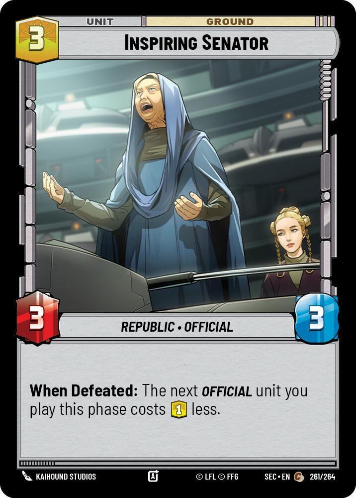 Star Wars Unlimited Secrets of Power Inspiring Senator 261/264 Common Near Mint