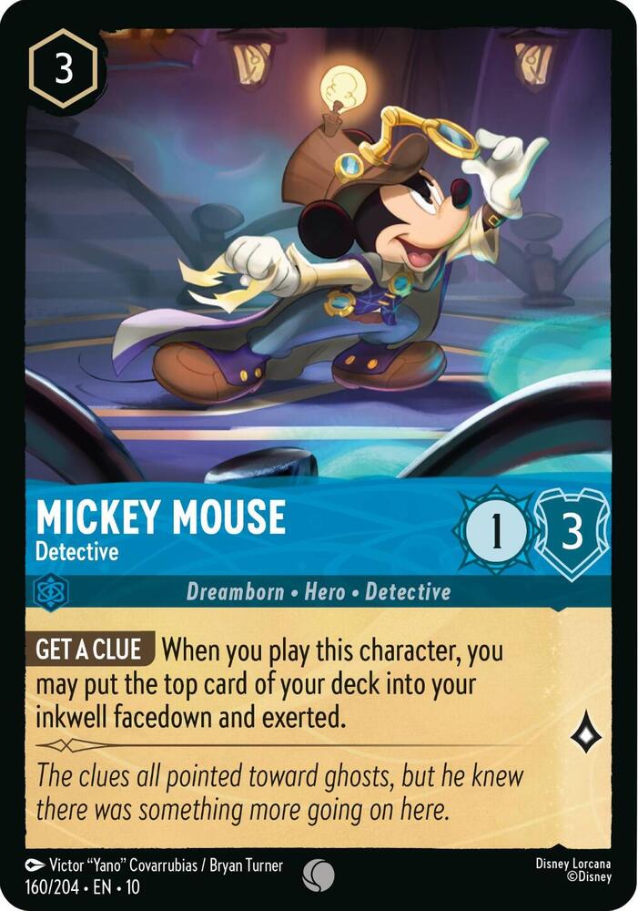 Lorcana TCG Whispers in the Well Mickey Mouse - Detective 160/204 Common Near Mint