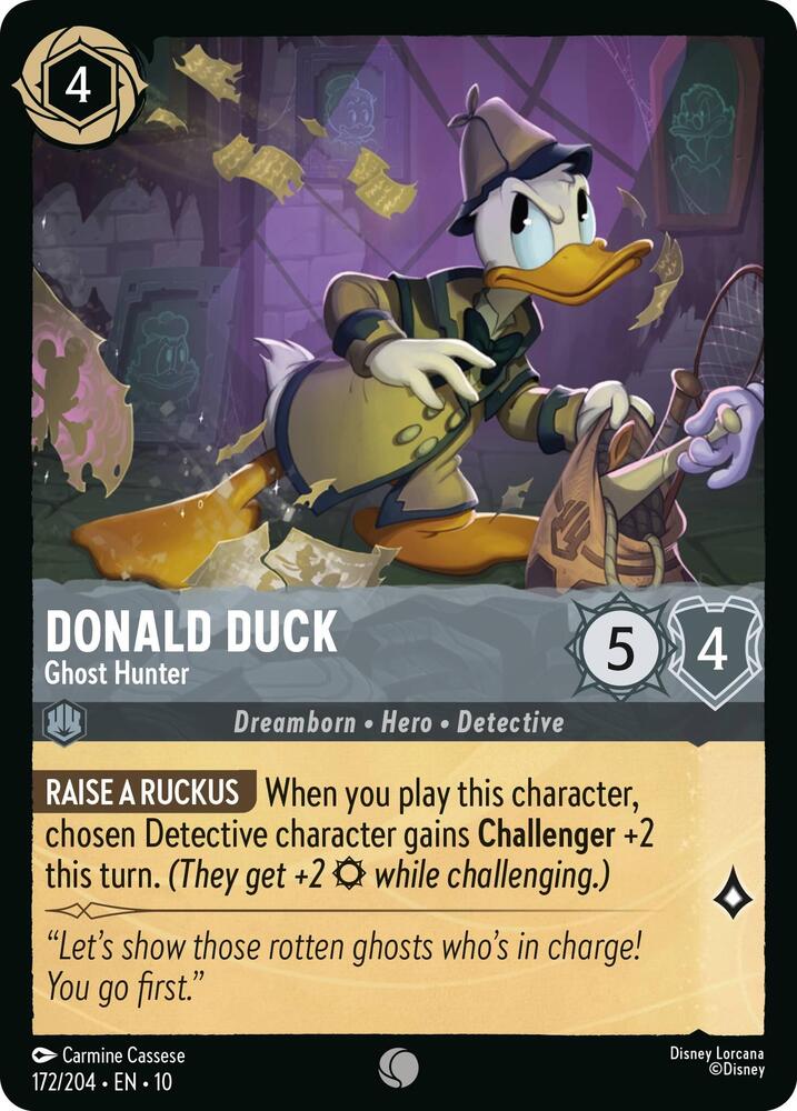 Lorcana TCG Whispers in the Well Donald Duck - Ghost Hunter 172/204 Common Near Mint