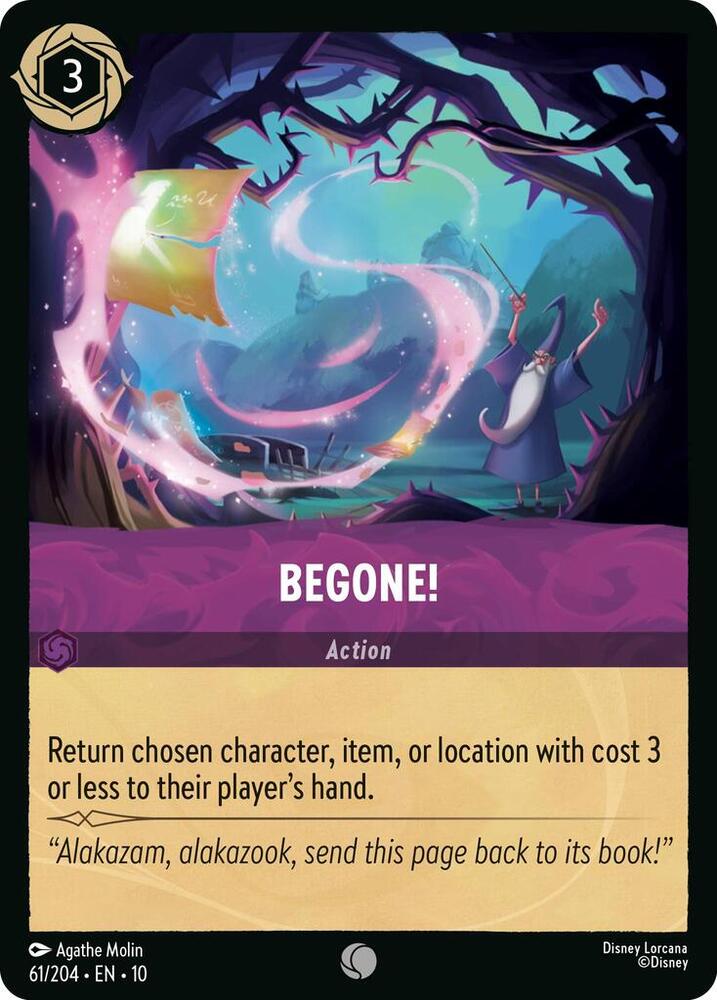 Lorcana TCG Whispers in the Well Begone! 61/204 Common Near Mint