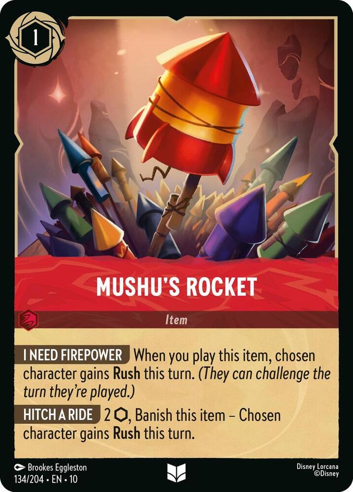Lorcana TCG Whispers in the Well Mushu's Rocket 134/204 Uncommon Near Mint Cold Foil