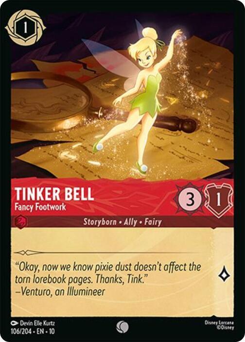 Lorcana TCG Whispers in the Well Tinker Bell - Fancy Footwork 106/204 Common Near Mint