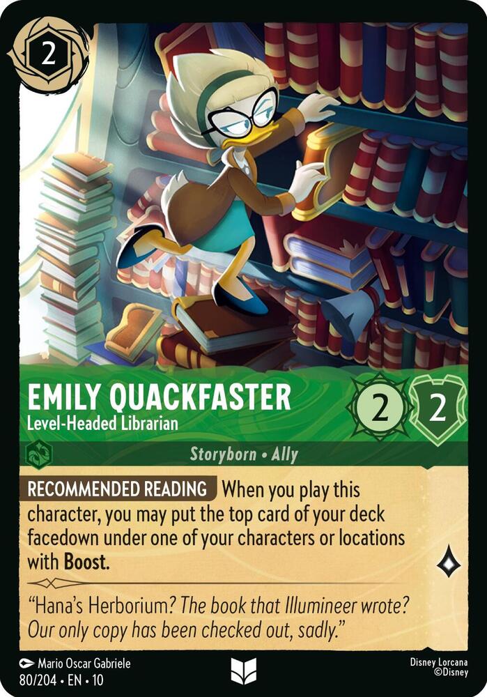 Lorcana TCG Whispers in the Well Emily Quackfaster - Level-Headed Librarian 80/204 Uncommon Near Mint