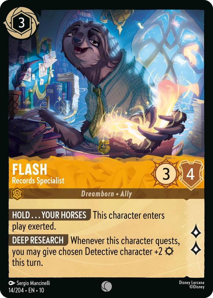 Lorcana TCG Whispers in the Well Flash - Records Specialist 14/204 Common Near Mint