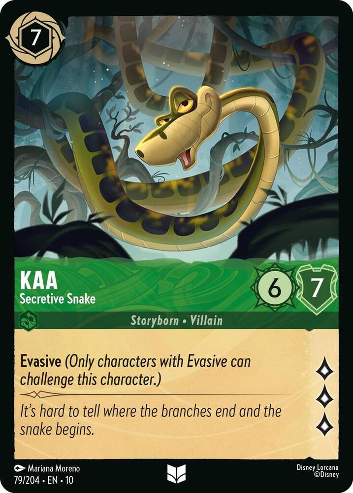 Lorcana TCG Whispers in the Well Kaa - Secretive Snake 79/204 Uncommon Near Mint