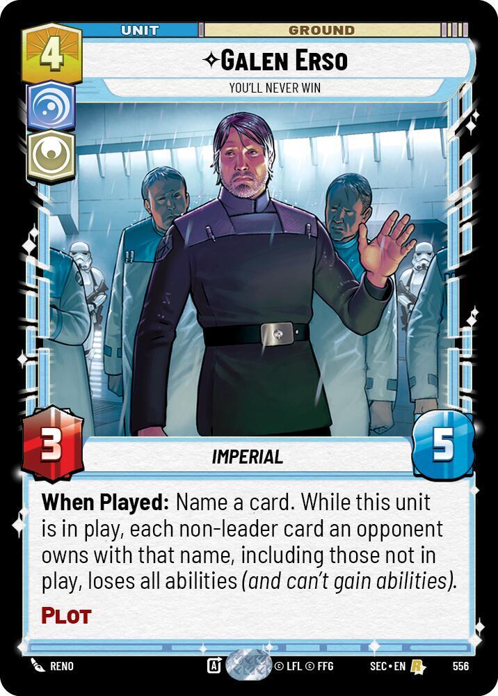 Star Wars Unlimited Secrets of Power Galen Erso - You'll Never Win (Foil) 556 Rare Near Mint Foil