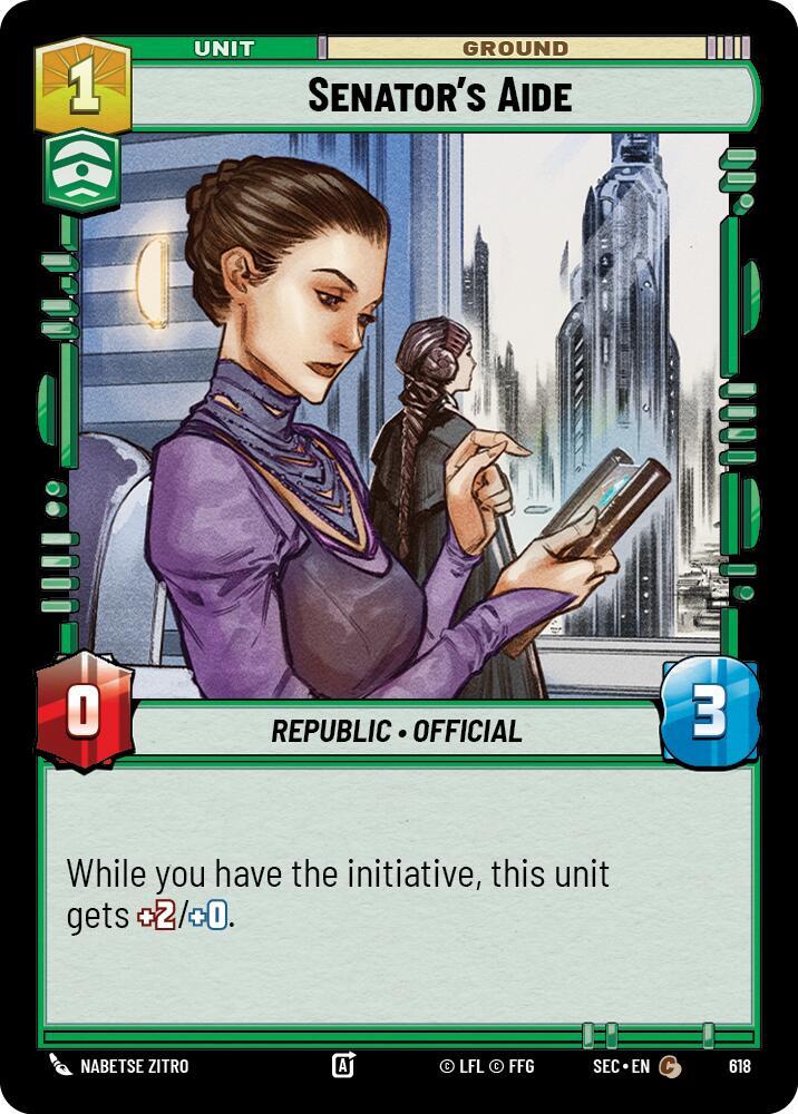 Star Wars Unlimited Secrets of Power Senator's Aide (Foil) 618 Common Near Mint Foil