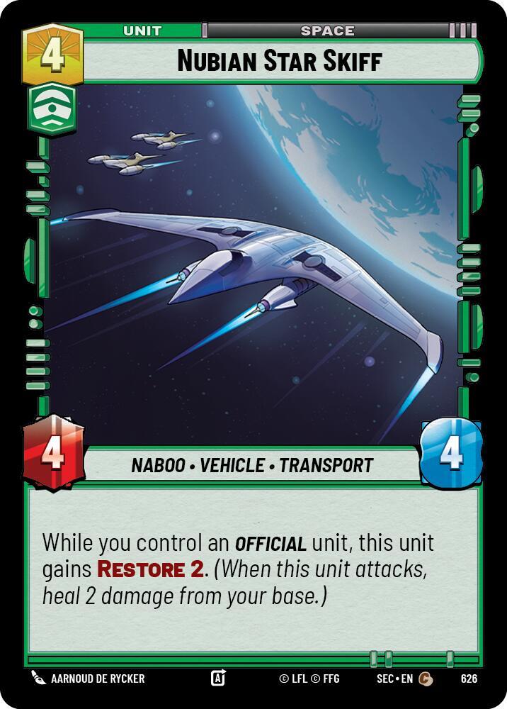 Star Wars Unlimited Secrets of Power Nubian Star Skiff (Foil) 626 Common Near Mint Foil