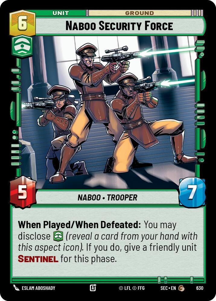 Star Wars Unlimited Secrets of Power Naboo Security Force (Foil) 630 Common Near Mint Foil