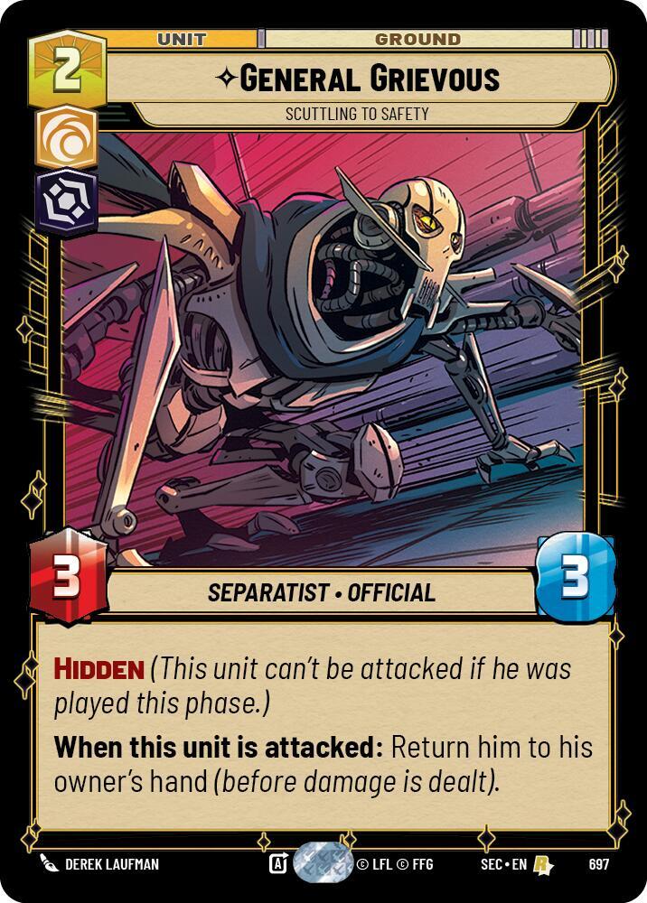 Star Wars Unlimited Secrets of Power General Grievous - Scuttling to Safety (Foil) 697 Rare Near Mint Foil
