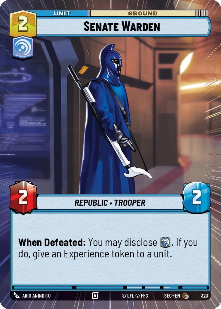 Star Wars Unlimited Secrets of Power Senate Warden (Hyperspace) 323 Common Near Mint