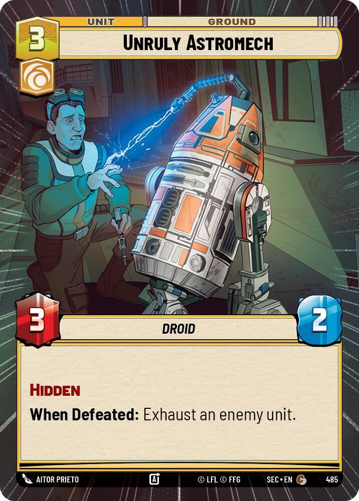 Star Wars Unlimited Secrets of Power Unruly Astromech (Hyperspace) 485 Common Near Mint