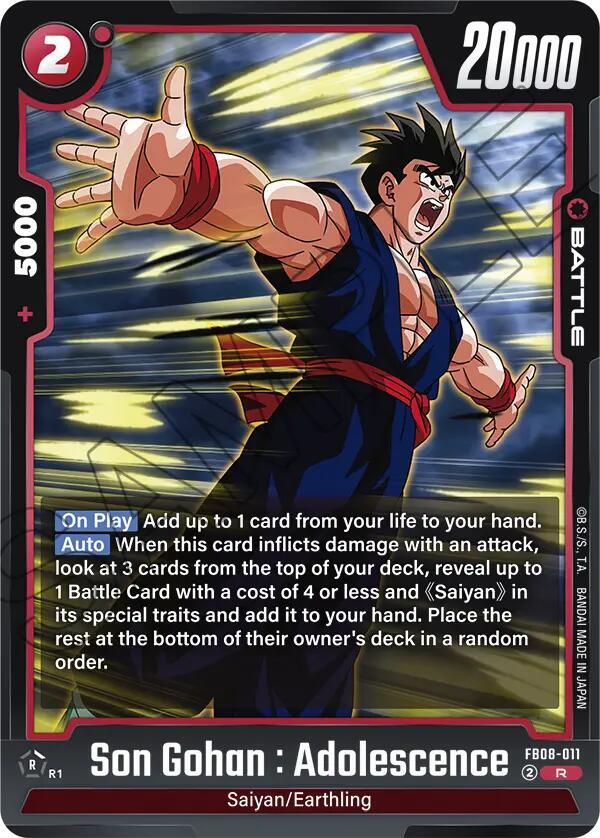 Dragon Ball Super: Fusion World Saiyan's Pride Son Gohan : Adolescence - FB08-011 FB08-011 Rare Near Mint Holofoil