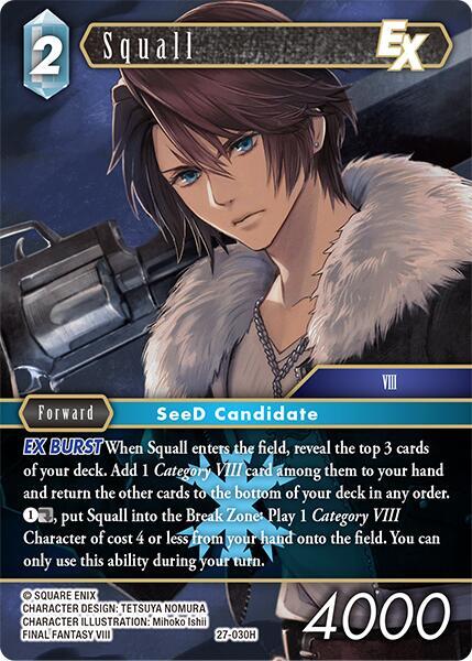 Final Fantasy TCG Journey of Discovery Squall EX 27-030H Hero Near Mint Foil