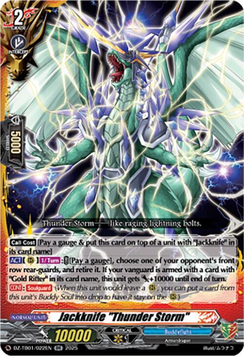 Cardfight Vanguard DZ-TB01: Future Card Buddyfight Jackknife "Thunder Storm" DZ-TB01/022EN RR Near Mint