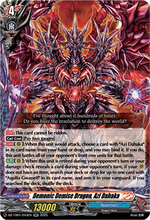 Cardfight Vanguard DZ-TB01: Future Card Buddyfight Demonic Demise Dragon, Azi Dahaka DZ-TB01/043EN RR Near Mint
