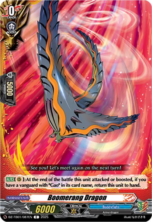 Cardfight Vanguard DZ-TB01: Future Card Buddyfight Boomerang Dragon DZ-TB01/087EN C Near Mint