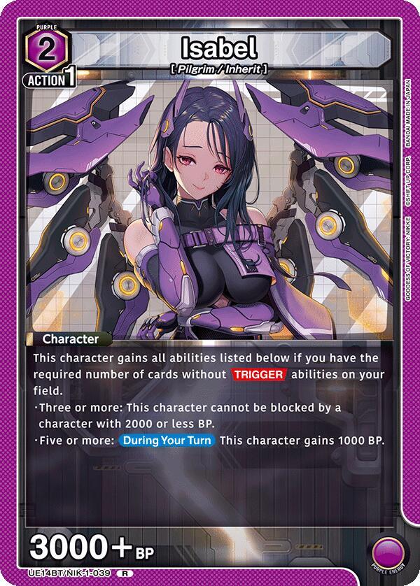 Union Arena UE14BT: GODDESS OF VICTORY: NIKKE Isabel (039) UE14BT/NIK-1-039 Rare Near Mint Foil