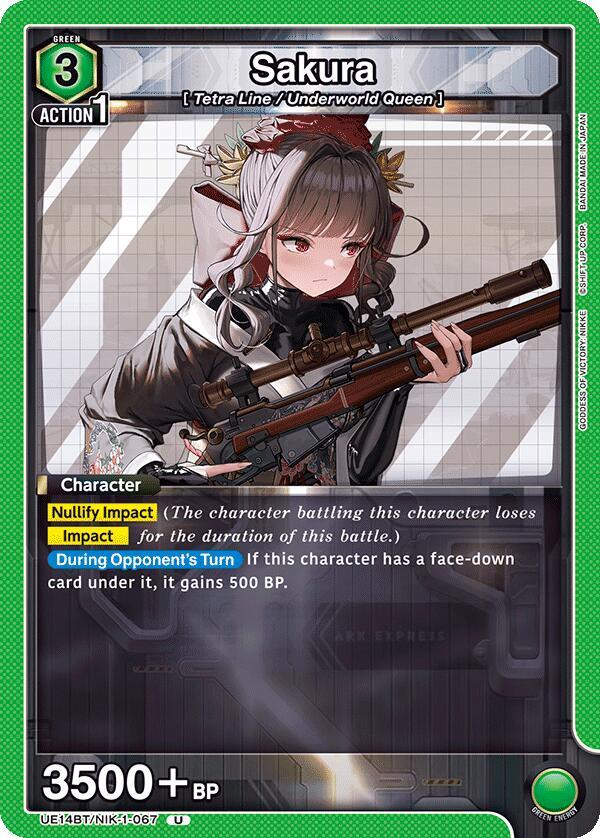 Union Arena UE14BT: GODDESS OF VICTORY: NIKKE Sakura UE14BT/NIK-1-067 Uncommon Near Mint
