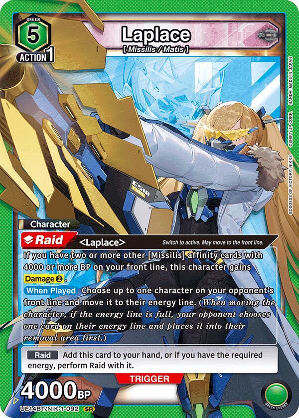 Union Arena UE14BT: GODDESS OF VICTORY: NIKKE Laplace (092) UE14BT/NIK-1-092 Super Rare Near Mint Foil