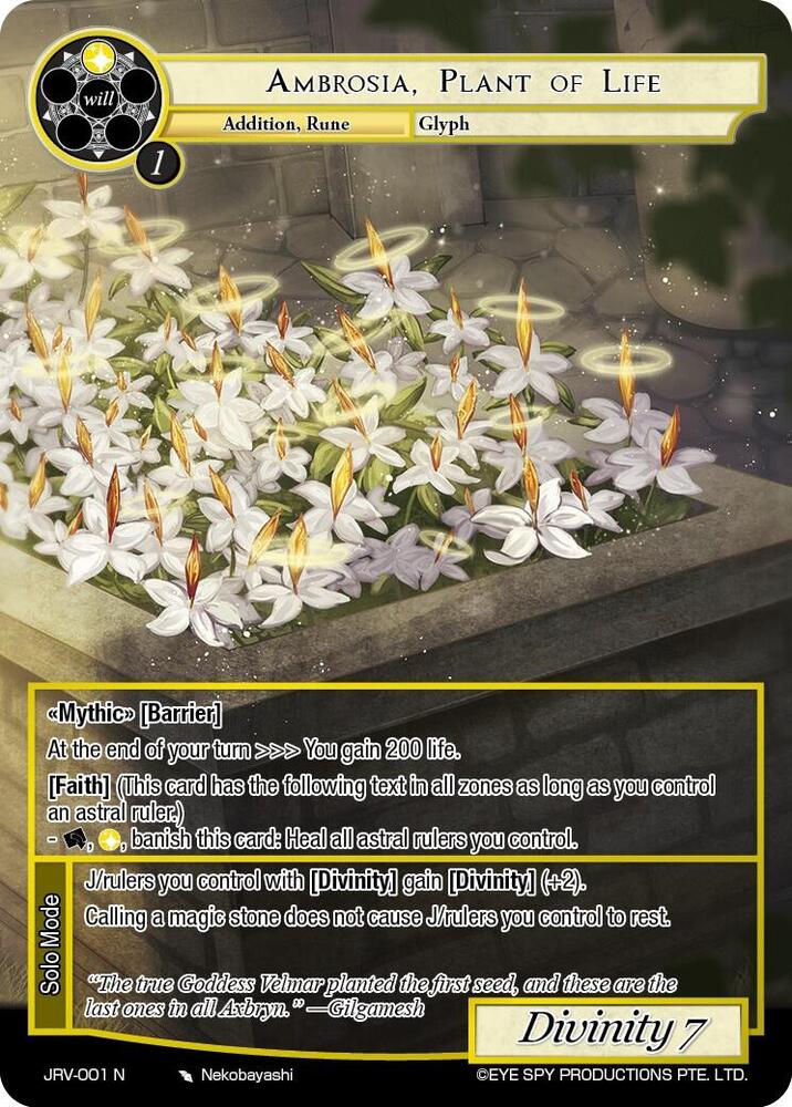 Force of Will Journey to Ravidra Ambrosia, Plant of Life JRV-001 N Normal Near Mint