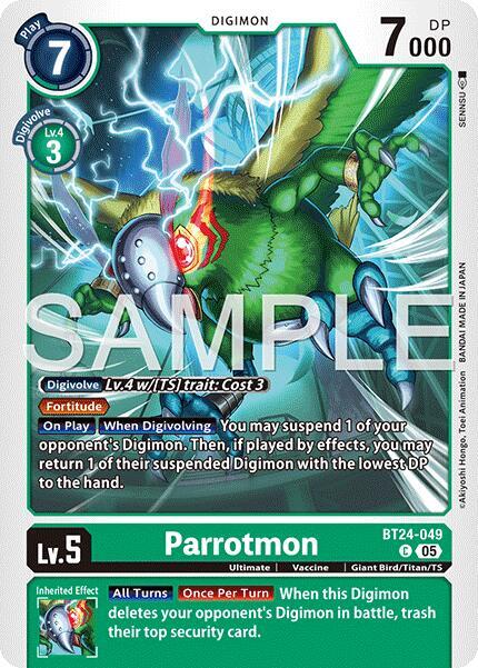 Digimon Card Game Time Stranger Parrotmon BT24-049 C Common Near Mint