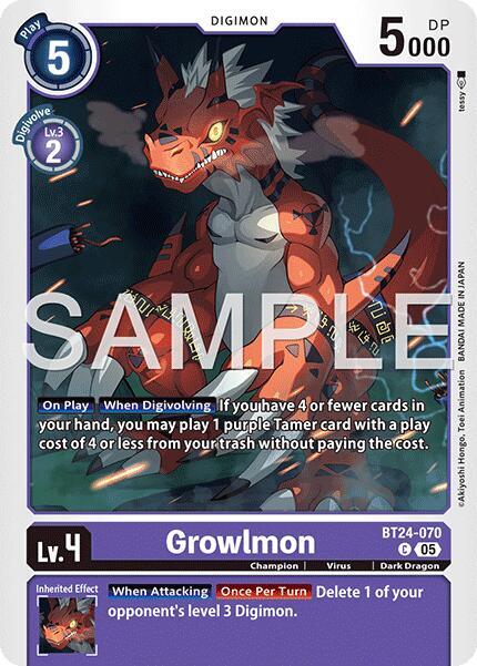 Digimon Card Game Time Stranger Growlmon BT24-070 C Common Near Mint
