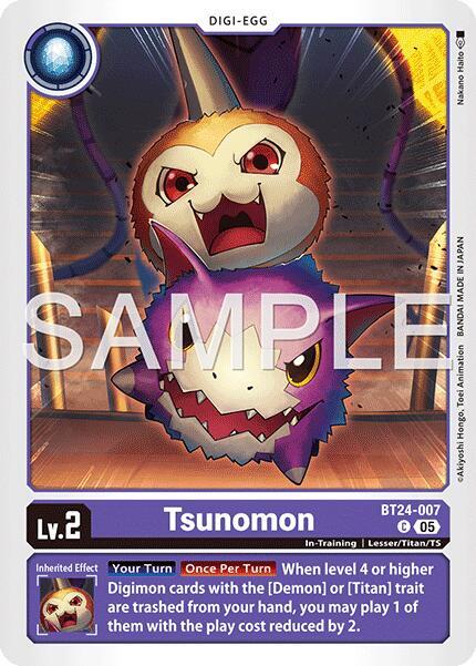 Digimon Card Game Time Stranger Tsunomon BT24-007 C Common Near Mint
