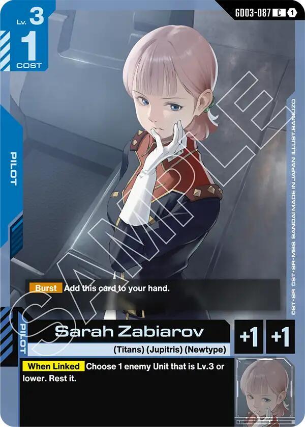 Gundam Card Game Steel Requiem Sarah Zabiarov GD03-087 Common Near Mint