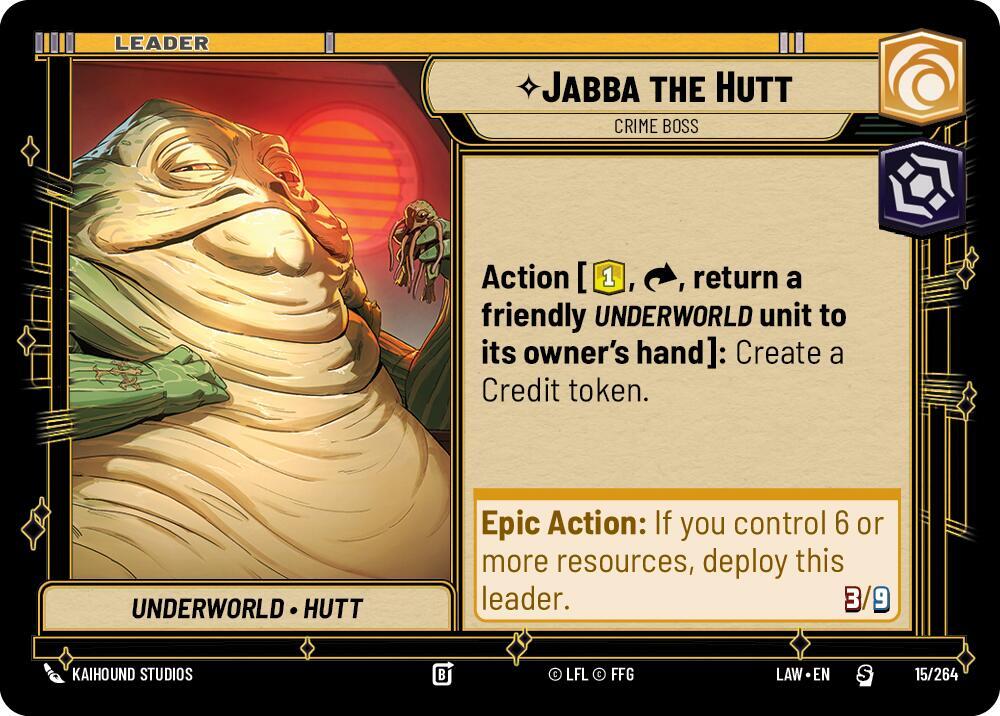Star Wars: Unlimited A Lawless Time Jabba the Hutt - Crime Boss 15/264 Special Near Mint