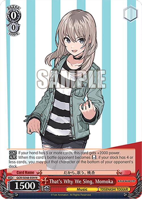 Weiss Schwarz Girls Band Cry Premium Booster That's Why We Sing, Momoka GCR/SE48-E09 N Normal Near Mint