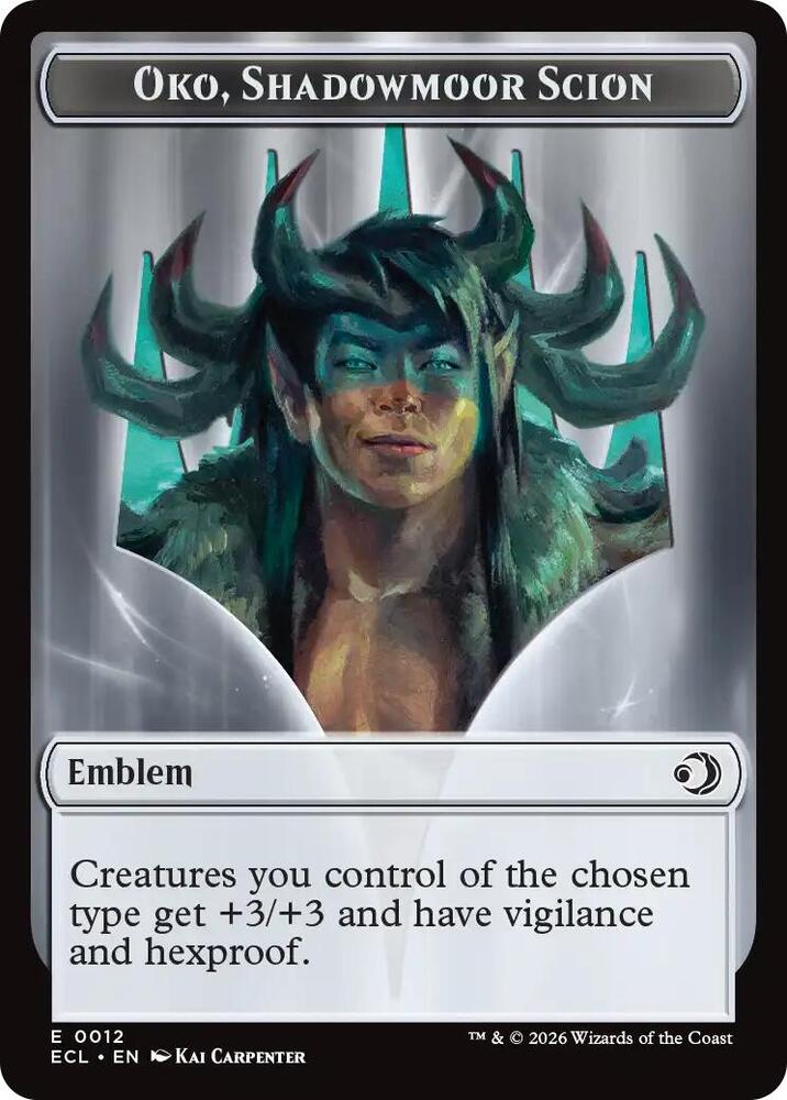 Magic Lorwyn Eclipsed Elk // Emblem - Oko, Shadowmoor Scion Double-Sided Token 2 // 12 T Near Mint
