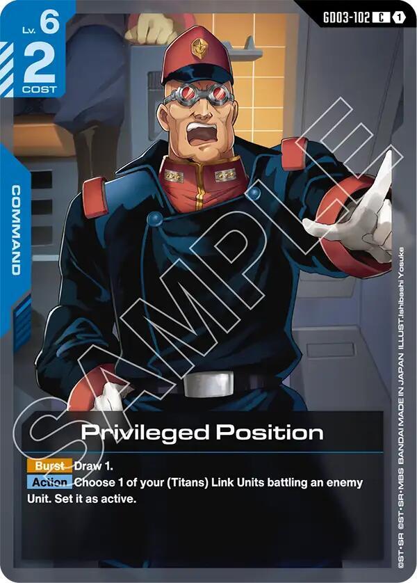 Gundam Card Game Steel Requiem Privileged Position GD03-102 Common Near Mint