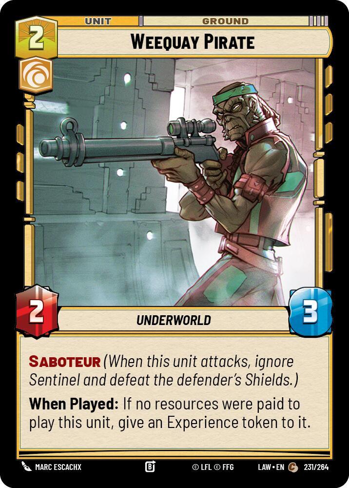 Star Wars: Unlimited A Lawless Time Weequay Pirate 231/264 Common Near Mint