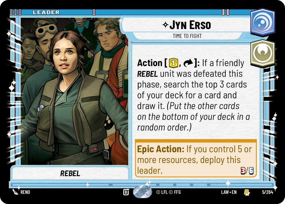 Star Wars: Unlimited A Lawless Time Jyn Erso - Time to Fight 5/264 Rare Near Mint