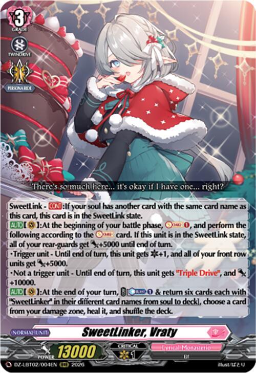 Cardfight Vanguard DZ-LBT02: Lyrical Monasterio Season of Wonders SweetLinker, Vraty DZ-LBT02/004EN RRR Near Mint