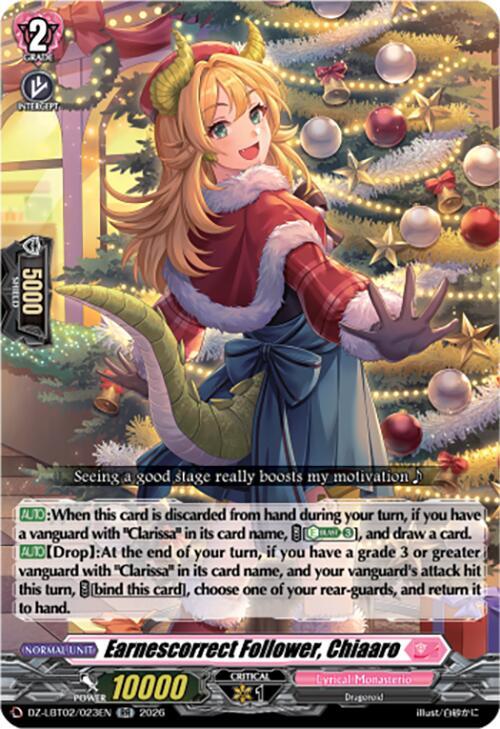 Cardfight Vanguard DZ-LBT02: Lyrical Monasterio Season of Wonders Earnescorrect Follower, Chiaaro DZ-LBT02/023EN RR Near Mint