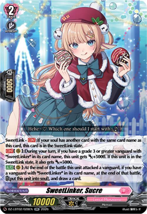 Cardfight Vanguard DZ-LBT02: Lyrical Monasterio Season of Wonders SweetLinker, Sucre DZ-LBT02/028EN RR Near Mint