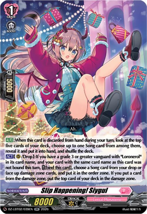 Cardfight Vanguard DZ-LBT02: Lyrical Monasterio Season of Wonders Slip Happening! Siygul DZ-LBT02/039EN RR Near Mint
