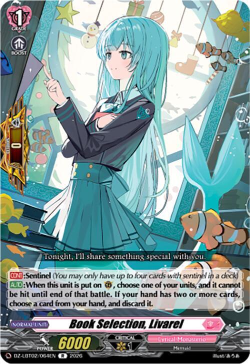 Cardfight Vanguard DZ-LBT02: Lyrical Monasterio Season of Wonders Book Selection, Livarel DZ-LBT02/064EN R Near Mint