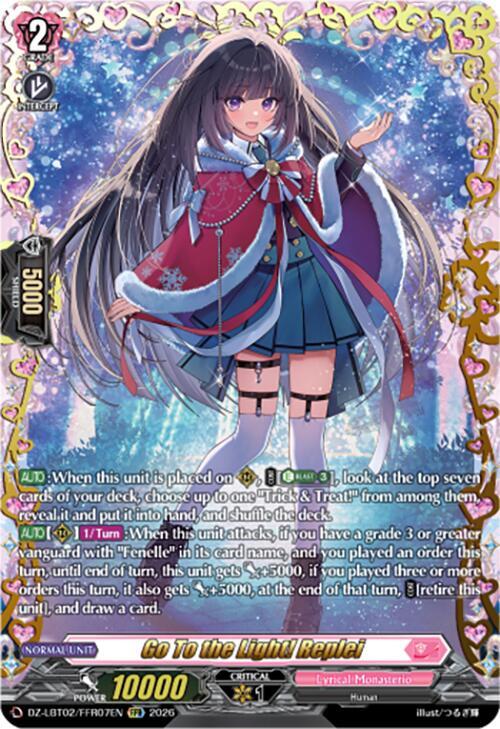 Cardfight Vanguard DZ-LBT02: Lyrical Monasterio Season of Wonders Go To the Light! Replei (FFR) DZ-LBT02/FFR07EN Double Frame Rare Near Mint