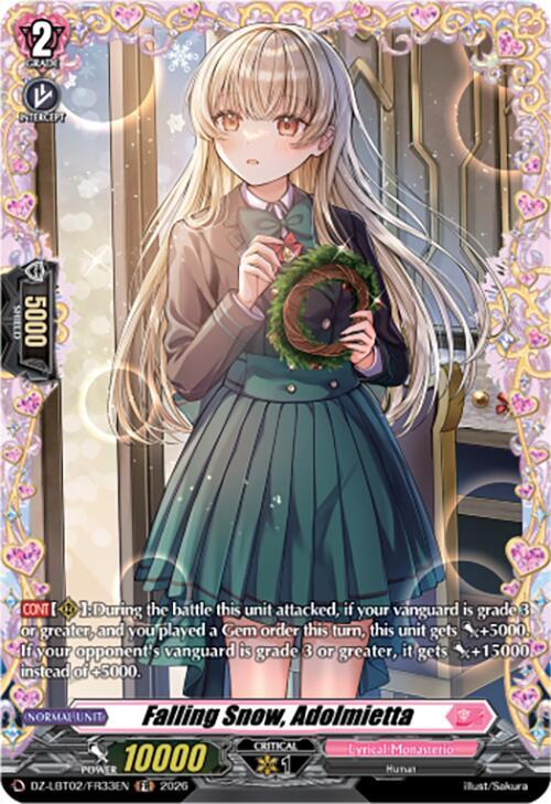 Cardfight Vanguard DZ-LBT02: Lyrical Monasterio Season of Wonders Falling Snow, Adolmietta (FR) DZ-LBT02/FR33EN Frame Rare Near Mint