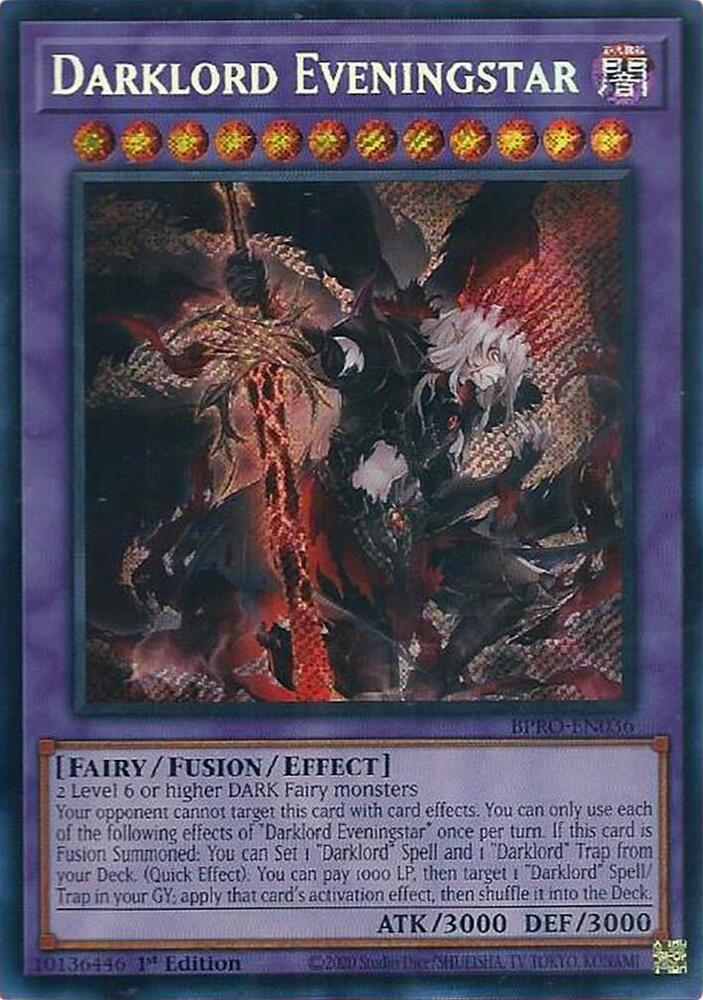YuGiOh Burst Protocol Darklord Eveningstar BPRO-EN036 Secret Rare Near Mint 1st Edition