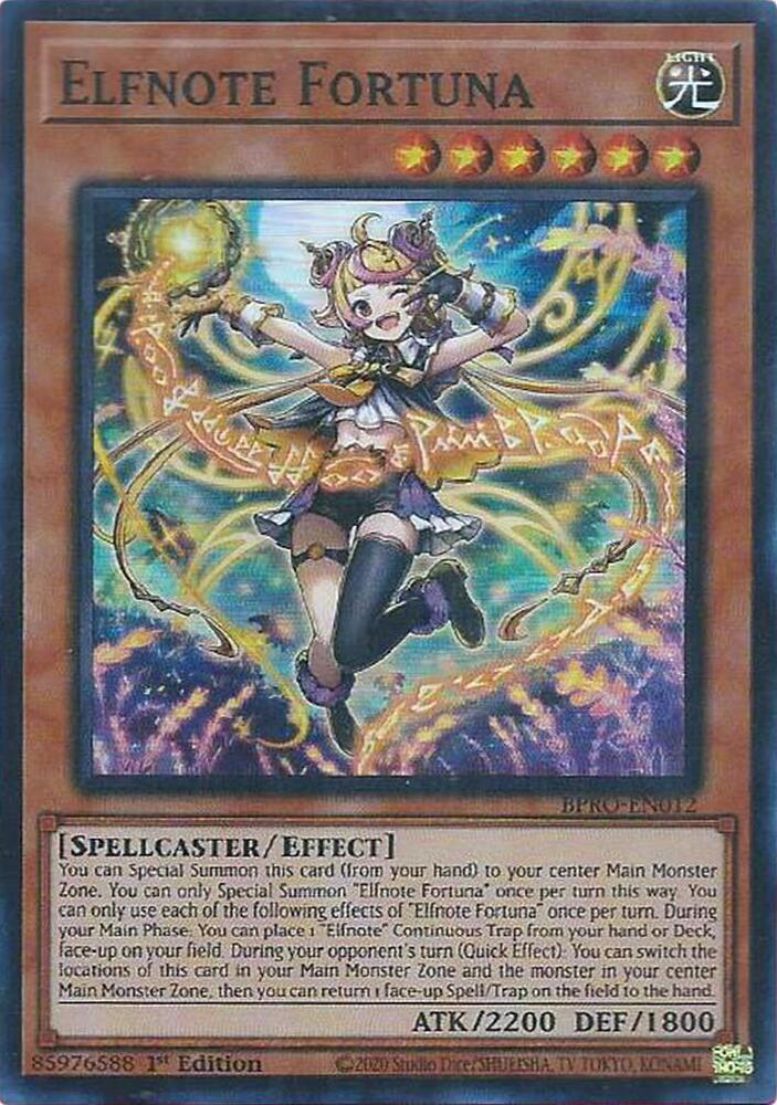 YuGiOh Burst Protocol Elfnote Fortuna BPRO-EN012 Super Rare Near Mint 1st Edition
