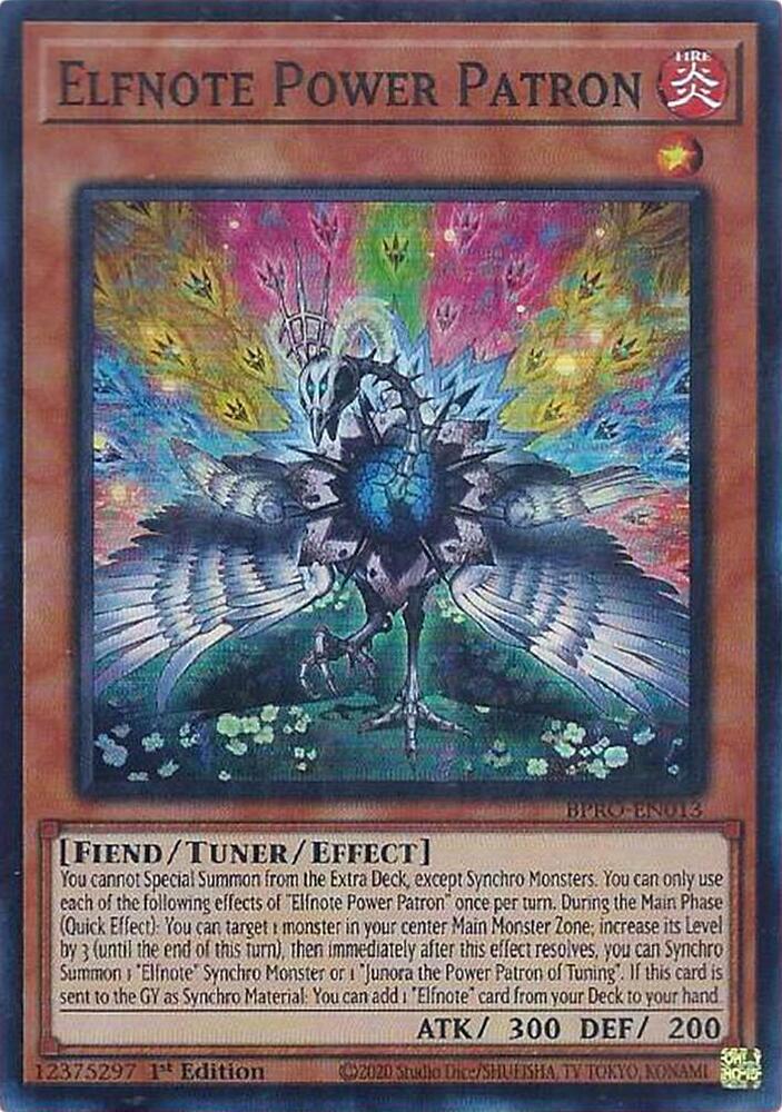 YuGiOh Burst Protocol Elfnote Power Patron BPRO-EN013 Super Rare Near Mint 1st Edition
