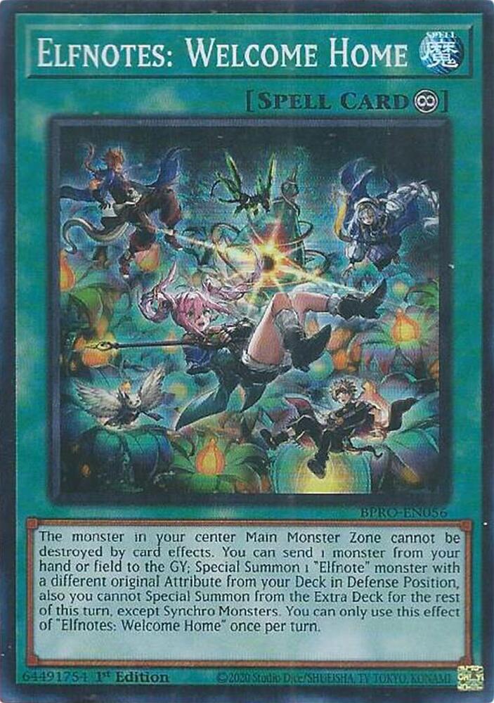 YuGiOh Burst Protocol Elfnotes: Welcome Home BPRO-EN056 Super Rare Near Mint 1st Edition