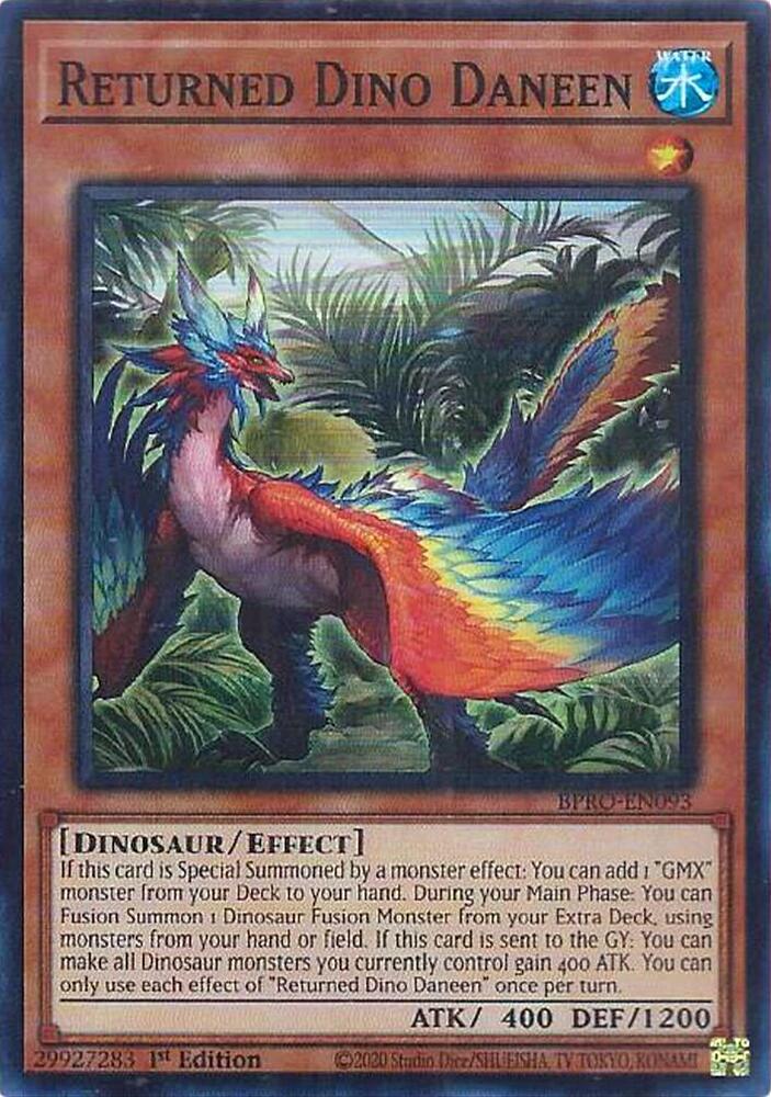YuGiOh Burst Protocol Returned Dino Daneen BPRO-EN093 Super Rare Near Mint 1st Edition
